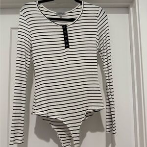 White Birch Black and White Striped Bodysuit